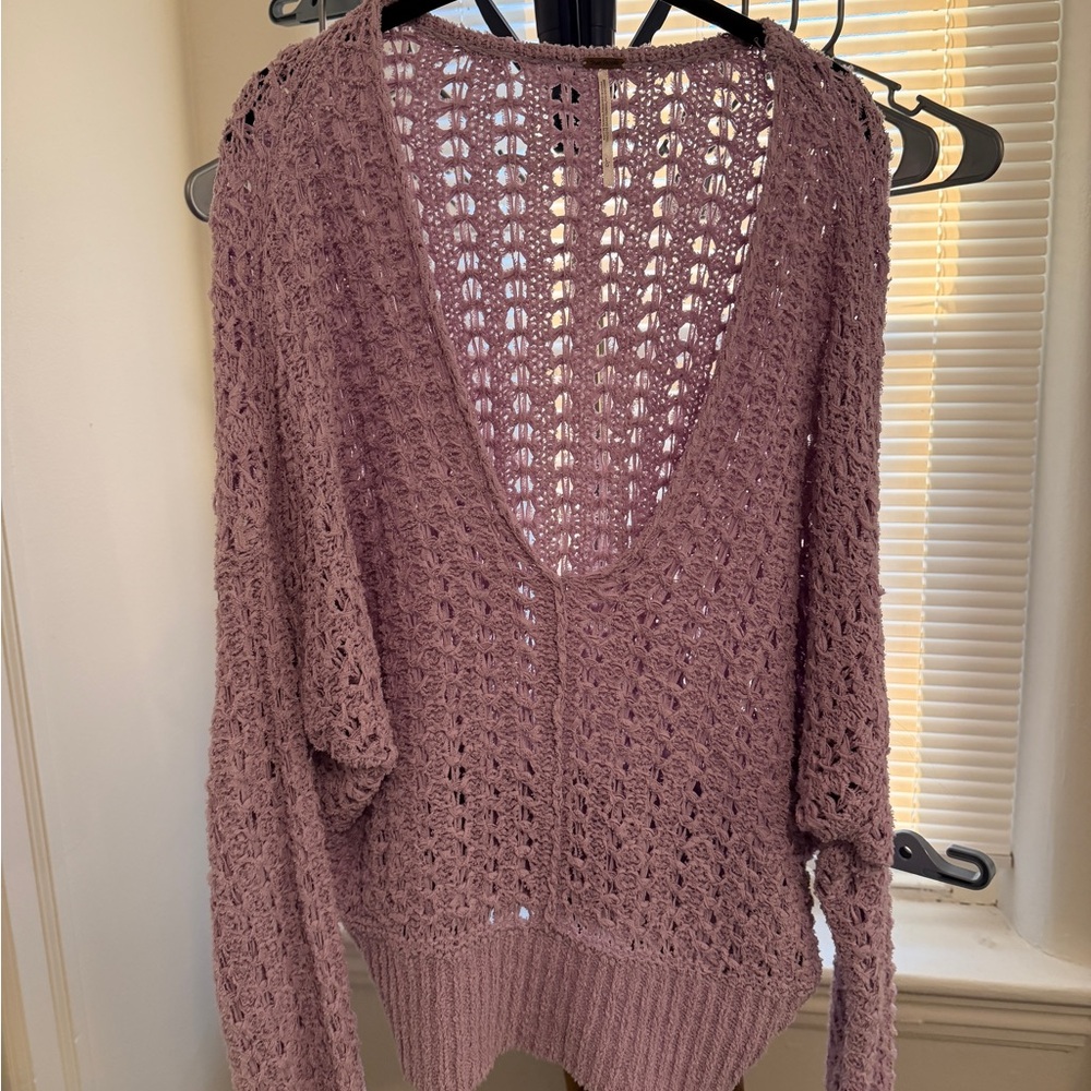 Free People Mauve V-Neck Sweater
